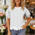 thumbnail image 5 of Zynoxe Womens Summer Tops Trendy Polka Dots Mock Layer Hem Cute Tops for Daily Wear Casual Loose Fit Breathable Flowy Basic Tee Tops White 2XL, 5 of 7