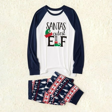 

Christmas Gifts Christmas Women Mom Printed Letter Top+Stripe Pants Xmas Family Clothes Pajamas Other Blue M