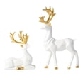 thumbnail image 1 of EZLIFE MUMQAQ Alce de origami de estilo nórdico, estatuas de ciervos de pie y sentados de resina, figuras de renos, figuras de renos artesanales creativas, adornos para sala de estar, mueble de TV, mu, 1 of 7