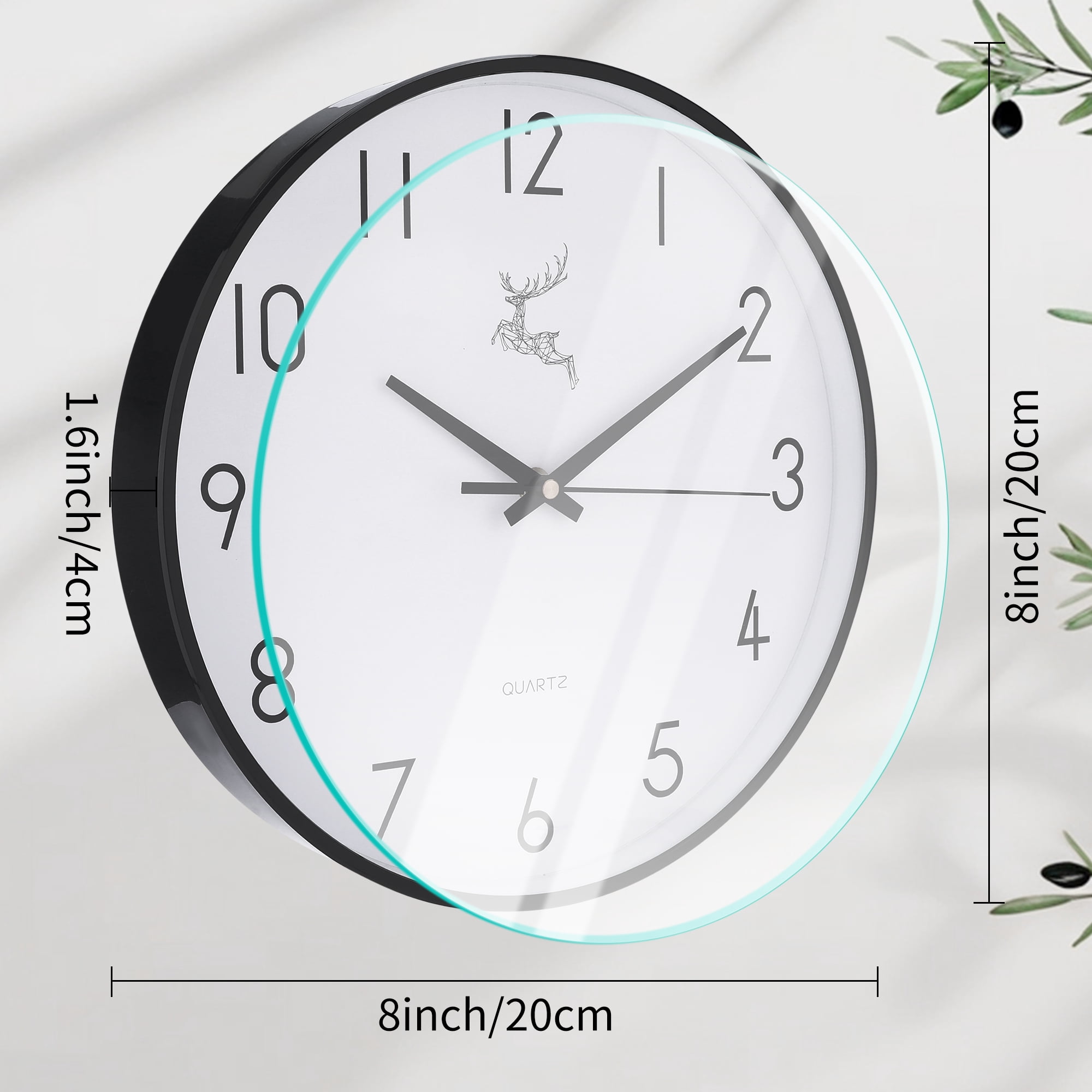 Unique Bargains Silent Non Ticking Battery Operated Wall Clock Black Texture 8 Inch