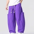 thumbnail image 5 of SAWOBUUN Mens Casual Barrel Pants Wide Leg Elastic Waist Drawstring Loose Fit Trousers Casual Summer Streetwear with Side Pockets, 5 of 7
