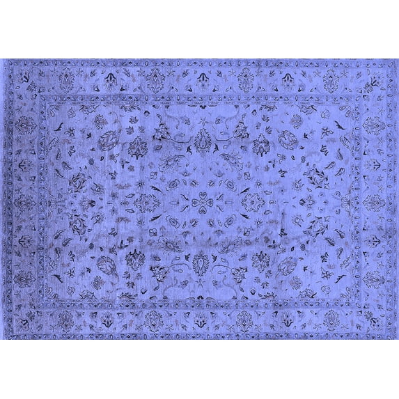 Ahgly Company Machine Washable Indoor Rectangle Oriental Blue Traditional Area Rugs, 3' x 5'