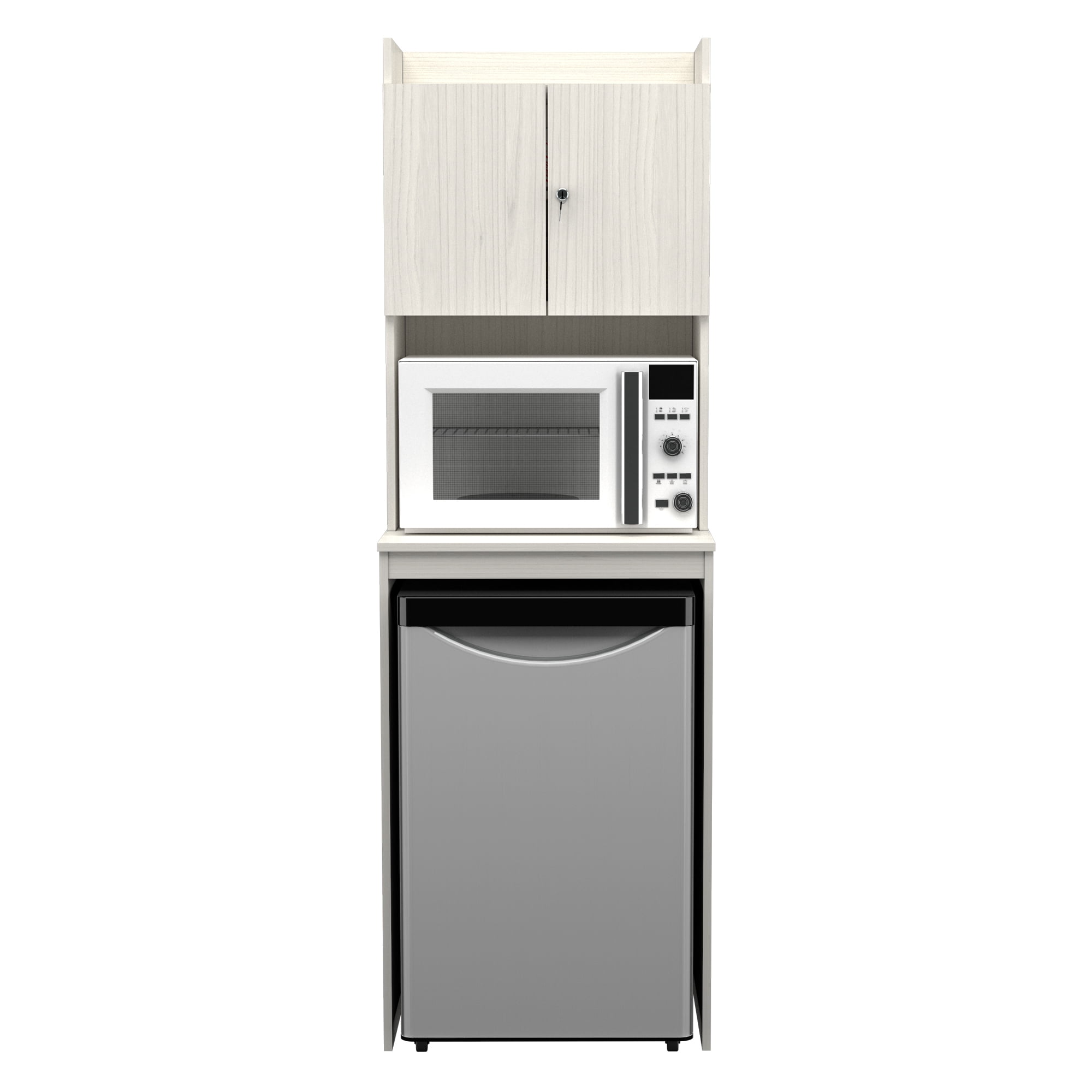 Inval 3-Shelf Mini Refrigerator Microwave Storage Cabinet, Washed Oak