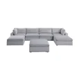 thumbnail image 2 of Modular Sectional Sofa Light Gray Corduroy Large Family 7pc Living Room Set 2x Corner wedge 2x Armless Chairs 3x Ottomans, 2 of 10