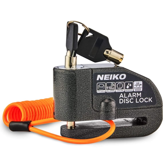 NEIKO 52908A Candados para Moto Antirrobo con Alarma Candado de Disco para Moto con Alarma Candado de Disco Antirrobo Sensor de Movimiento Candado de Seguridad Freno Candado con Alarma Universal para
