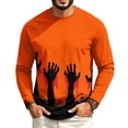 thumbnail image 2 of Mens Halloween Shirt Raglan Long Sleeve Crew Neck Funny Ghost Graphic Comfortable Casual Halloween Costumes, 2 of 5