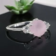 thumbnail image 4 of Rose Quartz Engagement Ring Pink Gemstone Wedding Diamond Ring Round Shape Promise Ring White Gold Statement Jewelry Gift For Her, 4 of 5