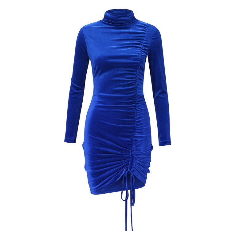 princess polly baby blue dress Buy SFOTY Women's Maxi Bodycon Dress with Sweetheart Neck, Ruched Front and  High Slit main image 0