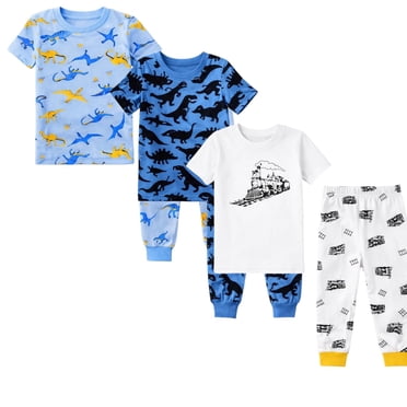 Kids Child Toddler Boy Pajamas Pj Set Short Sleeve Sleeve Snug Fit Soft & Cozy Sleepwear & Loungewear 3-Pack Size 2Y to 10Y