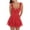 Red, variant on Women's Floral Sweetheart Ruffled Cami Mini Dress with Ties and Cutout Lined 100% Polyester Flowing Silhouette