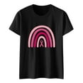 thumbnail image 3 of Women's Cancer Awareness Tees in October Rainbow Graphic Short Sleeve T-Shirt Pink Ribbon Survivor Gift Loose Fit Casual Tops, 3 of 3