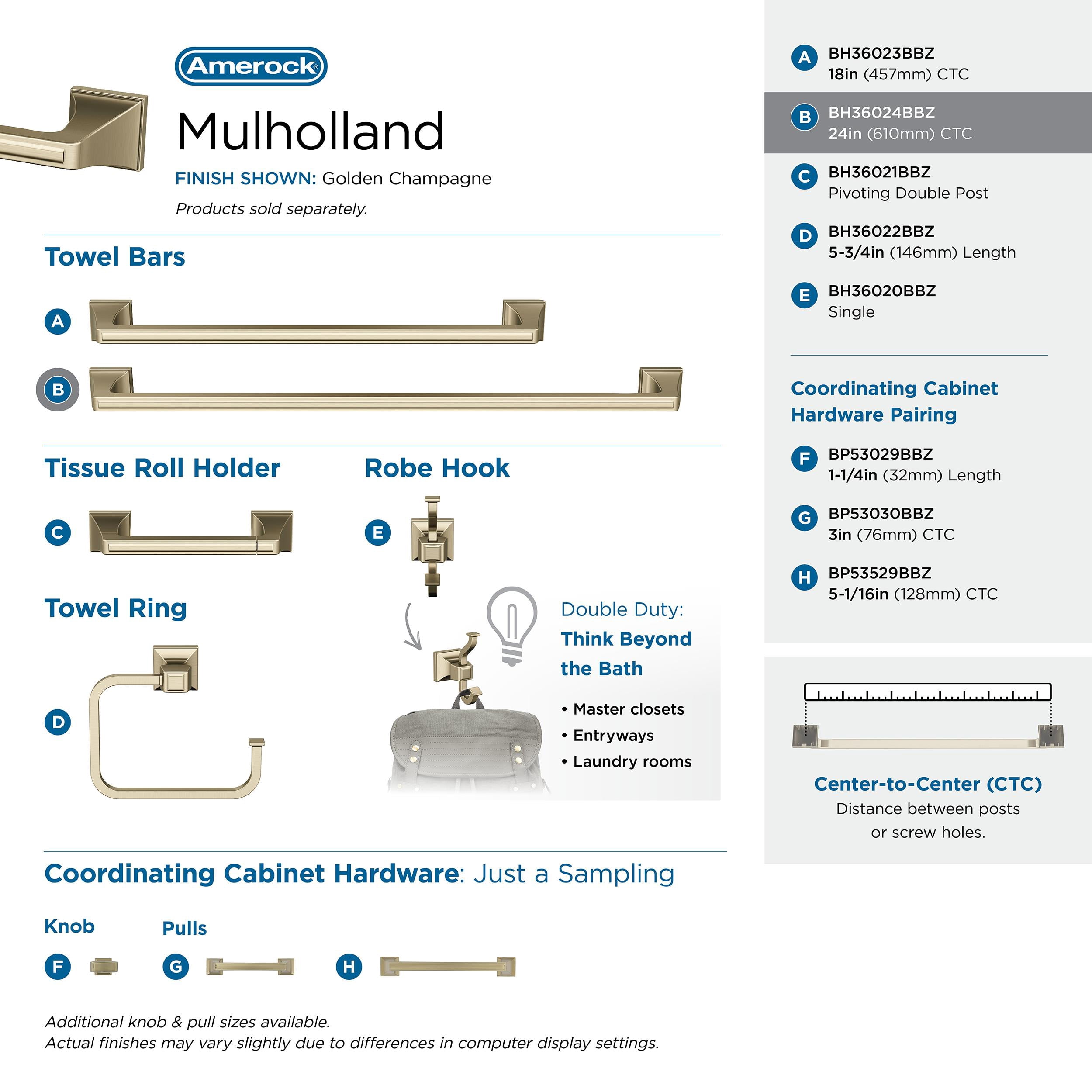 Amerock Mulholland Golden Champagne 24 inch (610mm) Towel Bar