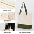 thumbnail image 3 of HIFA Tote Bag for Women, Canvas Tote Bag - Two-Tone, Top Zipper Closure, Extra Inner Pocket - Multipurpose Shoulder Bag, 3 of 8