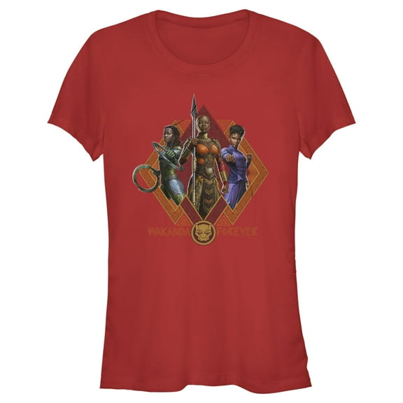 Junior's Black Panther: Wakanda Forever Okoye Shuri and Nakia Portraits  Graphic Tee Red Small