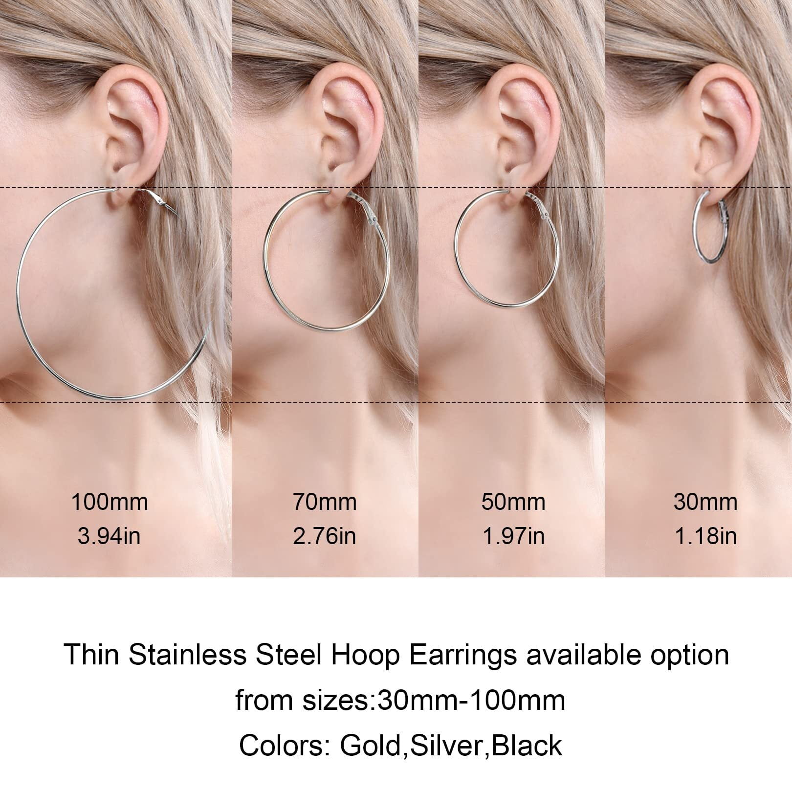 FOCALOOK Black Huggie Hoop Earrings for Women Paddle Back Small Thin  Stainless Steel Jewelry Gift 30MM - Walmart.com