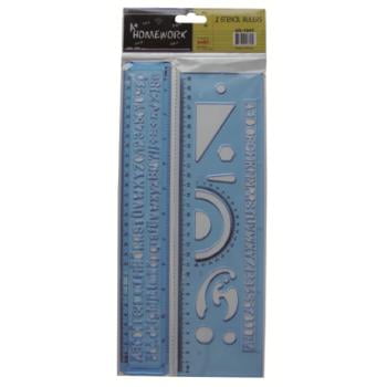 2 Piece Ruler & Stencil Set - 12"" Case Pack 48