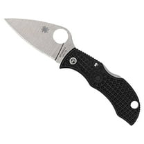 Spyderco Knives Spyderco Manbug Folding Knife Black Lightweight Leaf Serrated SPMBKLFS
