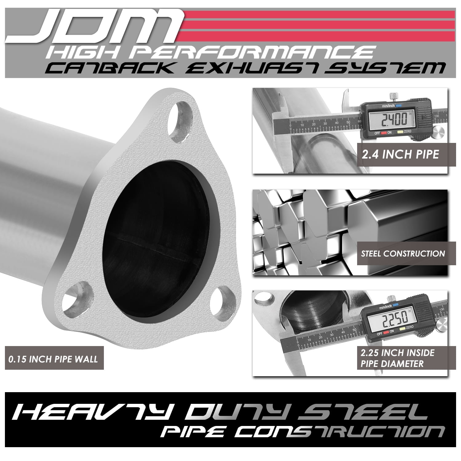 DNA Motoring For 1992-2000 Honda Civic 2DR 4DR 4.5" Muffler Burnt Tip Catback Exhaust System
