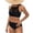 Black, variant on High Neck Mesh Panel Two Piece Swimsuit for Women High Waist Bikini Set with Halter Top and Full Coverage Bottoms Black L