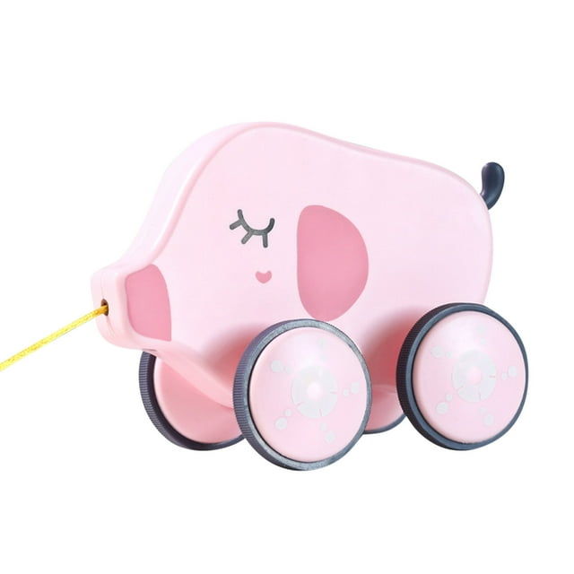 D Animal Themed Wooden Pull Cart Drag Rope Toy Educational Sensory Development Fine Motor Skills Learning Walking Companion For Toddlers Kids