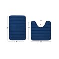 thumbnail image 6 of 2 Piece Striped Design Solid Memory Foam Bathroom Rug Set Non-Slip, 6 of 7