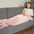 thumbnail image 4 of Catalonia Pink Sherpa Throw Blanket, Snuggle Super Soft Blanket for Girls 50"x60", Comfy Fuzzy Micro Plush Fleece for Sofa Couch TV Bed Reversible Match Color All Season, 4 of 7