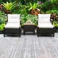 thumbnail image 3 of Patiojoy Outdoor Patio 5PCS Rattan Conversation Furniture Set Acacia Wood Frame Chair with Coffee Table & 2 Ottomans for Backyard&Poolside, 3 of 10