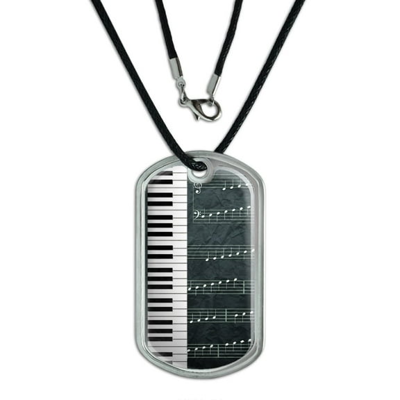 Piano Keys and Scales Grayscale - Music Notes Sheet Musician Dog Tag