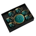 thumbnail image 1 of Lipstore 6 Set Ceramic Coffee Mug with Saucer Coffee Cups with Handle for Home Office, 1 of 8
