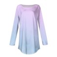 thumbnail image 4 of Fancifize Women's Color Block Tunic Shirts Casual Crew Neck Long Sleeve Pullover Tops Curved Hem Loose Fall Fashion Outfits, 4 of 5