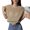 Khaki, variant on Mesh Top Short Sleeve See Through Shirt Sheer Blouses O-Neck Clubwear,Solid Color T-shirt Bikinis Cover Up for