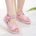 thumbnail image 5 of EnJoCho Little Girls Cute Shoes Fashion Flower Thick Sole Sandals Bow Pearl Soft Sole Comfortable Princess Sandals Girl Kids Summer Stylish Sandals Pink, 5 of 7