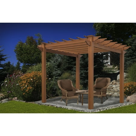 UPC 673995840441 product image for Vita 88 L x 88 W x 95 H Embossed Vinyl Lakewood Pergola  Brown  VA84044 | upcitemdb.com