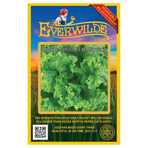 Everwilde Farms 1000 Grand Rapids Leaf Lettuce Plant Seeds, Heirloom