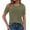 A Green, variant on Women's Cold Shoulder T-Shirt with Criss-Cross Straps, Short Sleeve Crew Neck Casual Top for Spring Summer