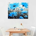 thumbnail image 2 of JEUXUS Blue Flower Wall Art: Teal Floral Canvas Pictures for Living Room Decorations, Modern Grey Artwork Flowers Black White Framed Poster for Bathroom Bedroom Home Decor, 2 of 4