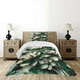 thumbnail image 4 of Ambesonne Dark Green Quilted Bedspread Set 2 Pcs, Magnolia Blooming Garden, Twin Size, Hunter Green and Off White, 4 of 4