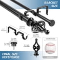 thumbnail image 2 of Urbanest Adjustable Double Curtain Rod Set Portia Flat Button Finials – 1″ Front & 5/8″ Back Rod With Black Rod, 48–84 Inches, 2 of 6
