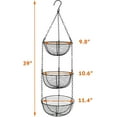 thumbnail image 6 of NOGIS 3 Tier Hanging Fruit Basket, Vegetable Storage for Kitchen, Heavy Duty Wire Produce Hanger, Black, 6 of 7
