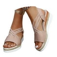 thumbnail image 4 of Wovix Sandals For Women Orthopedic Platform Wedge Shoes Summer Dressy Flat Open Toe Shoes Casual Daily Wear, 4 of 9