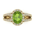 thumbnail image 2 of 2.78ct oval cut green natural peridot 18k yellow gold halo Bridal Wedding Engagement Promise Anniversary Ring for Women size 8.75, 2 of 7