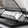 thumbnail image 4 of Folding Dish Drying Rack, 3 Tier Stainless Steel Countertop Utensil Organizer, Space Saving Dish Drainer Organizer for Dishes Bowls, Plates Cups, 4 of 6