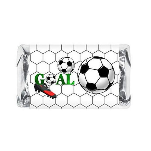 60 Sports Soccer Miniature Candy Bar Wrapper, Mini Candy Bar Stickers for Birthday Party, Baby Shower, Wedding, Graduation, or Any Family Event Decorations, Candy Not Included.