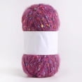 thumbnail image 1 of Zhuge Rollo de 50 g de hilos de mohair con puntos de colores, hilo suave para tejer a mano, crochet, para bufandas, chales y manualidades, morado y rojo, 1 of 4