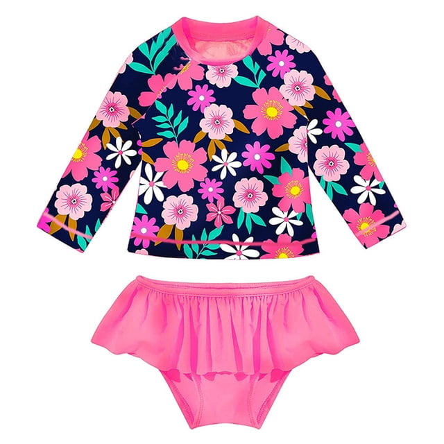 Trajes de baño para niños Trajes de baño de manga larga divididos para niñas Trajes de baño para niños con protección solar Traje de playa para bebés Trajes de aguas termales