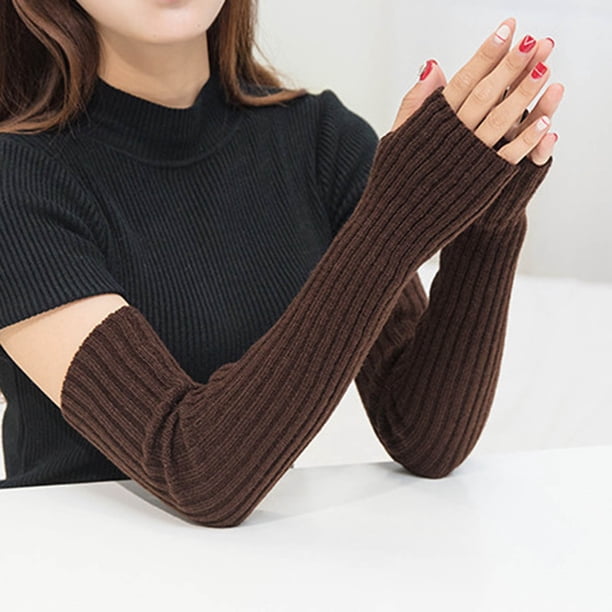 Guantes de invierno para mujer, de punto, cálidos, de medio dedo, abiertos, de poliéster