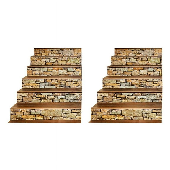 12Pcs 3D Stair Sticker Murals Wall Decal-Vintage Landscape Staircase Sticker Tile Step Stair Risers Sticker