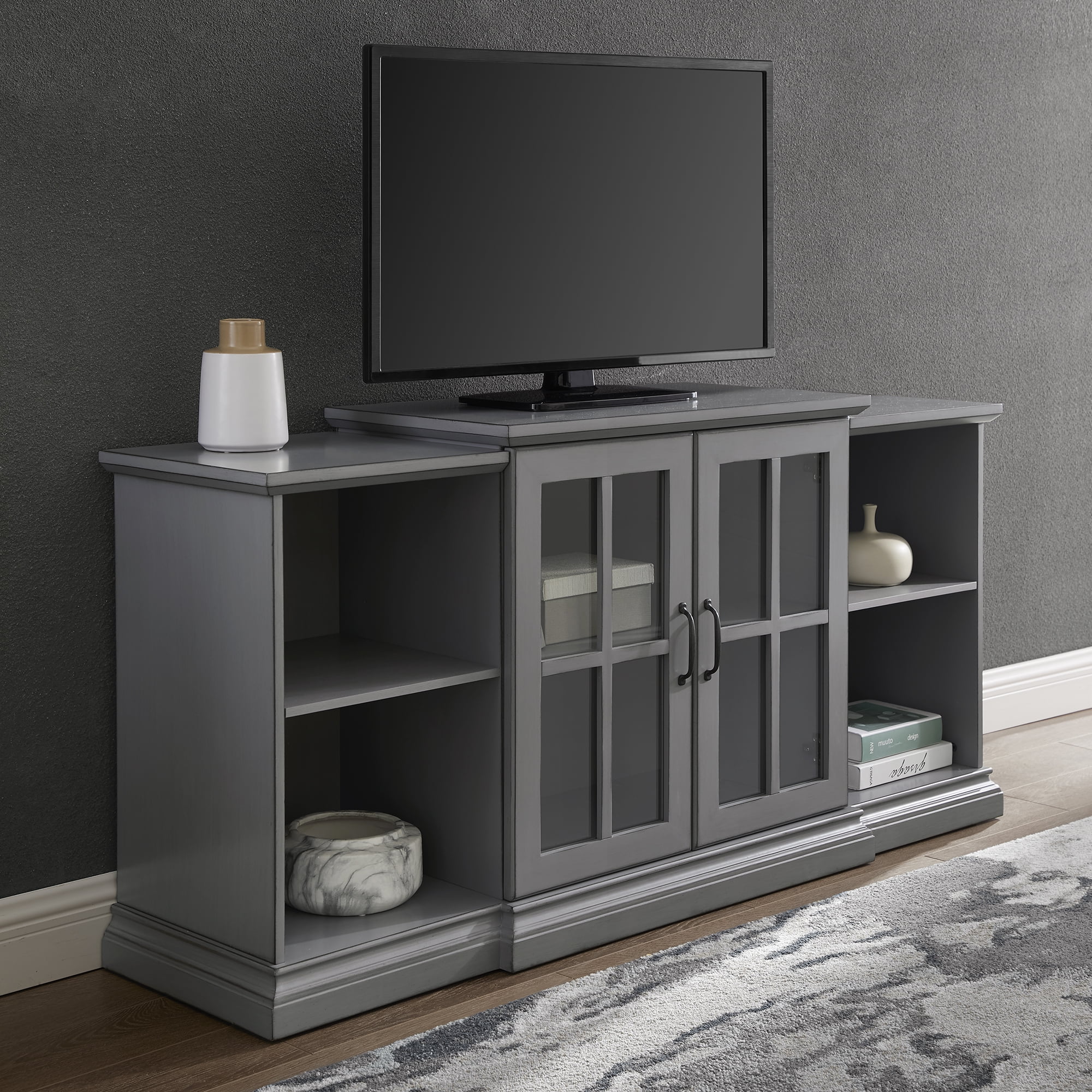 Manor Park Classic Tiered TV Stand for TVs up to 65", Antique Grey