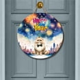thumbnail image 2 of Happy New Year with Persian Fireworks Holiday Xmas Winter 2025 Round Wood Sign Cat Lover Kitten Owner Gifts Hanging Wall Home Decor - 00025, 2 of 5