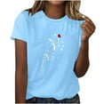 thumbnail image 1 of yievot Chemises pour Femmes Mode Manches Courtes Col Rond Impression de la Saint-Valentin Chandail Décontracté T-Shirt Hauts Chemise, 1 of 5